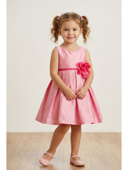 A Little Fable - Pink Polyester Sleeveless V-Neck Dress