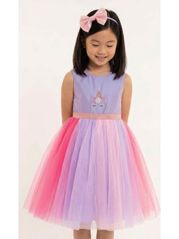 A Little Fable - Lavender Polyester Sleeveless Round Neck Dress