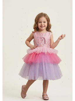 A Little Fable - Multi-Color Polyester Sleeveless Round Neck Dress