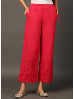 Lakshita - Coral Palazzo With Patterns On The Hems