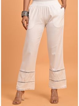 Lakshita - White Pant With Hem Detail