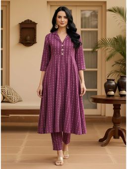 Stylum - Women Wine Cotton Co-Ord Set