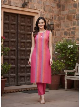 Stylum - Women Woven Designed Cotton Blend Straight Co-Ord Set