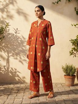 trueBrowns - Rust Geometric Print Co-Ord Set