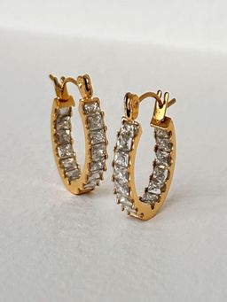 AQUASTREET - Double Sided Zircon 18K Gold Plated Waterproof Anti-Tarnish Hoops