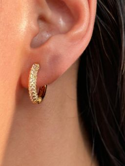 AQUASTREET - Zircon Huggie Small 18K Gold Plated Waterproof Anti-Tarnish Hoops