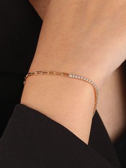 AQUASTREET - Zircon and Chain 18K Gold Plated Waterproof Anti-Tarnish Bracelet