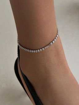 AQUASTREET - Tennis Zircon 18K Silver Plated Waterproof Anti-Tarnish Anklet