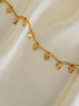 AQUASTREET - Women 18K Gold Plated Ribbed Heart Shaped Drops Anklet