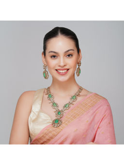 Beryachi - Multi-Color Aanaira Kundan Necklace & Earrings Set