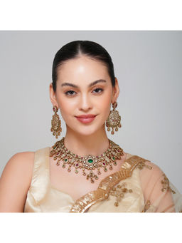 Beryachi - Multi-Color Sabya Kundan Necklace & Earrings Set