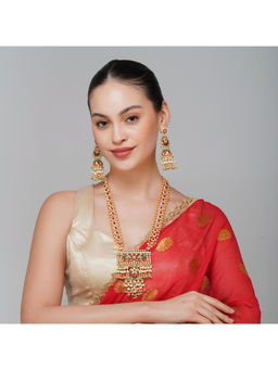 Beryachi - Multi-Color Suhani Kundan Long Necklace & Earrings Set