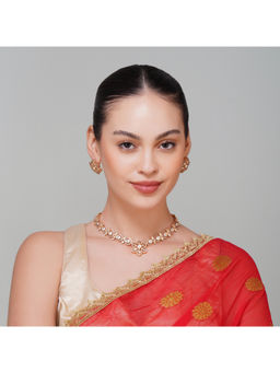 Beryachi - Phool White Necklace & Earrings Set