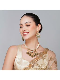 Beryachi - Multi-Color Deepika Pachi Kundan Necklace & Earrings Set