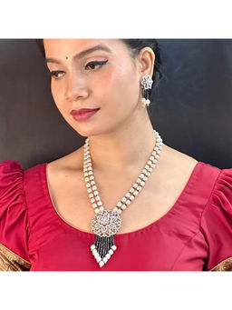 Sri Jagdamba Pearls - Black Rumi Pearl Necklace with Earrings