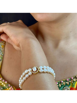 Sri Jagdamba Pearls - White Caralin Dual Line Pearl Bracelet