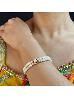 Sri Jagdamba Pearls - White Ovia Dual Line Pearl Bracelet