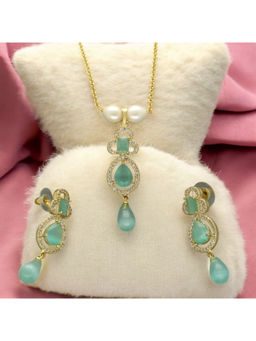 Sri Jagdamba Pearls - Green Esta Pearl Pendant Necklace with Earrings