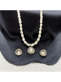 Sri Jagdamba Pearls - White Zoey Pearl Necklace with Earrings