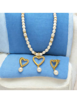 Sri Jagdamba Pearls - White Lubov Pearl Necklace with Earrings