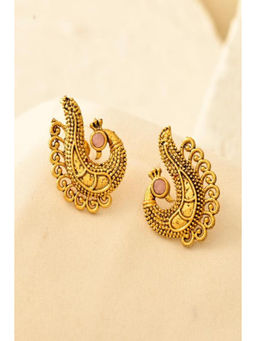 DASTOOR - Womens Pink Gold Plated Designer Studs