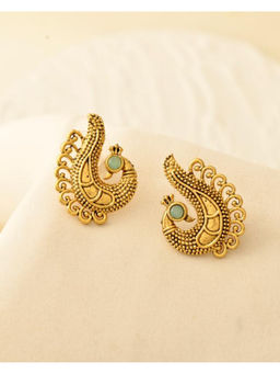 DASTOOR - Womens Green Gold Plated Designer Studs