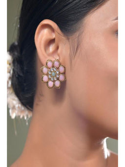 DASTOOR - Womens Pink Gold Plated Designer Studs