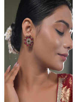 DASTOOR - Womens Pink Gold Plated Designer Studs