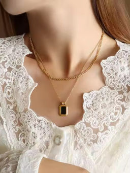 ZAISHA - Black Onyx Multilayer 18K Gold Plated Necklace