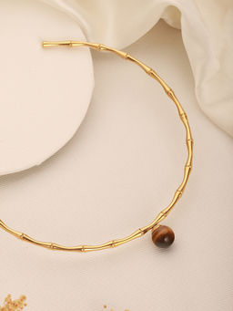 ZAISHA - Brown Tigers Eye Choker 18K Gold Plated Necklace