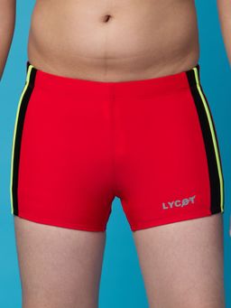 LYCOT - Red Solid Regular Swim Shorts