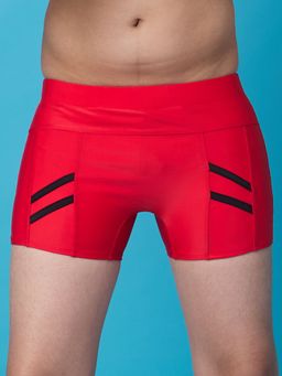LYCOT - Red Solid Regular Swim Shorts