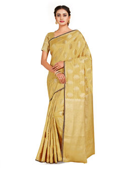 Mimosa - Yellow Kanjivaram Style Art Silk Saree With Unstitched Blouse