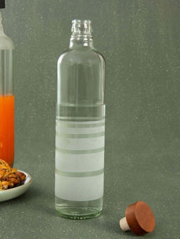 Ellementry - Rio Glass Water Bottler with Wooden Stopper for Dining Table
