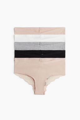 H&M - Women Mama 5-Pack Lace-Trimmed Cotton Hipster Briefs