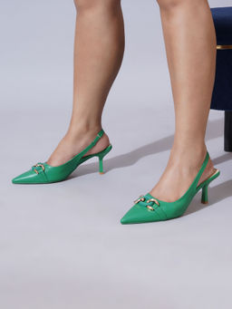 Sherrif Shoes - Womens Green Heeled Mules