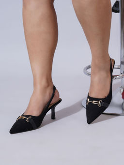 Sherrif Shoes - Womens Black Heeled Mules