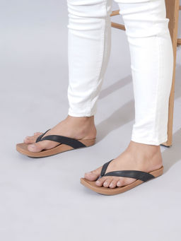 Sherrif Shoes - Womens Slip On Black Flipflops