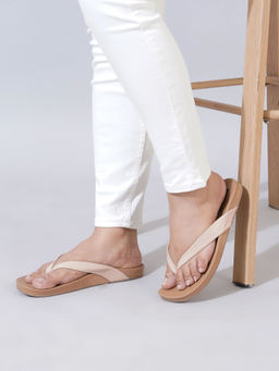 Sherrif Shoes - Womens Slip On Nude Flipflops