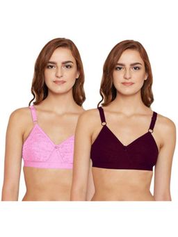 Bodycare - Pack of 2 B-C-D Cup Bra In Maroon & Pink Colour