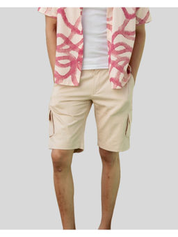 DRAGIT - Men Beige Corn Stalk Regular Fit Mid-Rise Cargo Shorts