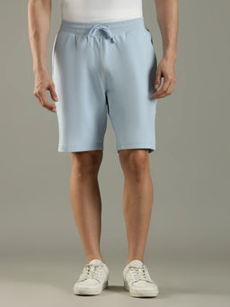 Tommy Hilfiger - Regular Fit Solid Mid Rise Blue Shorts