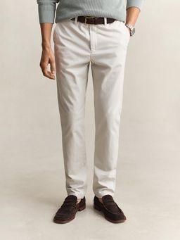 GANT - Men Off White Slim Fit Classic Trousers