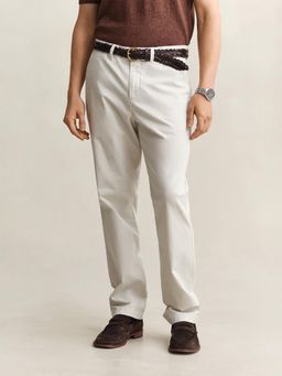 GANT - Men Off White Regular Fit Classic Trousers