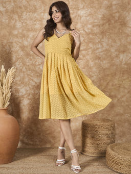 InWeave - Yellow Georgette Sweetheart Dress