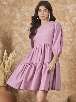 InWeave - Mulberry Pink Chiffon Short Dress
