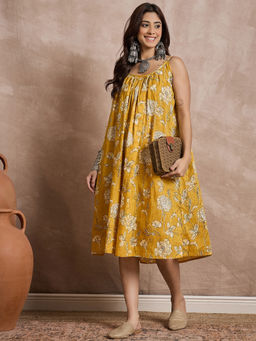 InWeave - Butter Yellow Floral Strappy Dress