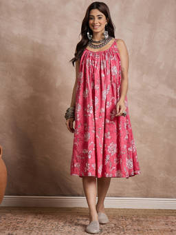 InWeave - Red Pink Floral Strappy Dress