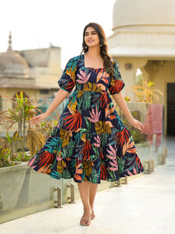 Jaipuri Adaah - Blue Paradise Midi Dress