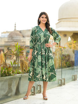 Jaipuri Adaah - Leafy Haven Midi Dress